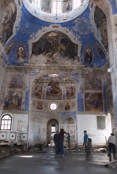 UGLICH, RUSSIA - June 22: Church repairing in Uglich, Russia. Shot on June 22, 2013 in Uglich, Russia.