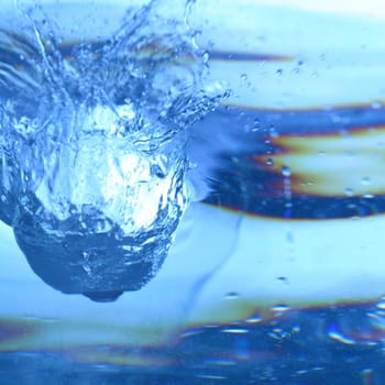 blue water splash macro close up