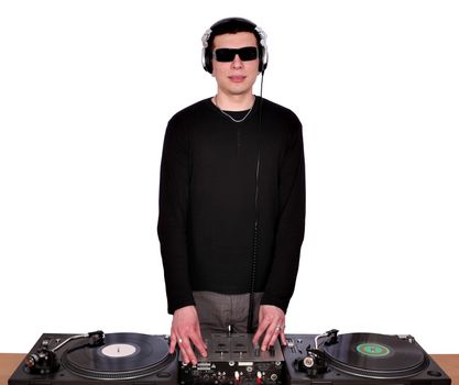 dj with sunglasses and turntables