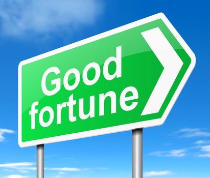 Illustration depicting a sign with a good fortune concept.