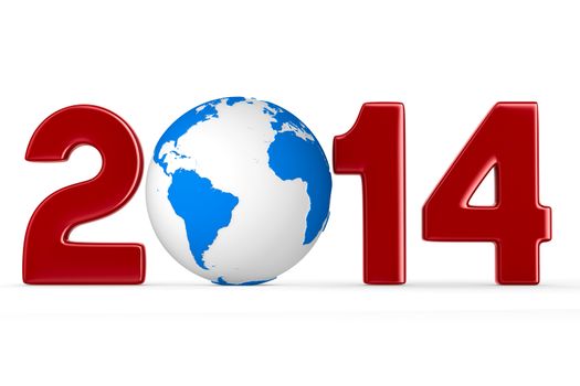 2014 new year. Isolated 3D image