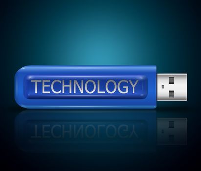 Illustration depicting a usb flash drive with a technology concept.
