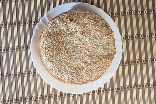 Apricot pie on plate. High resolution