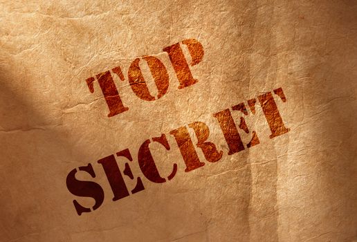 Close up on top secret heading