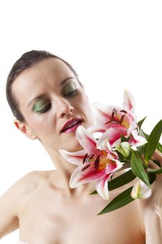 woman with a lily flower