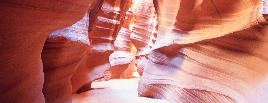 Panoramic view in the famous Antelope Canyon, USA