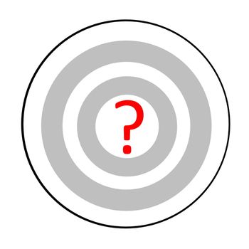 Question mark in the center of a target