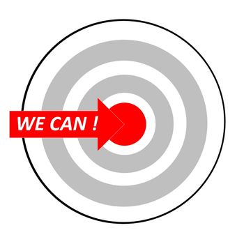 We can words in red arrow into the center of a target