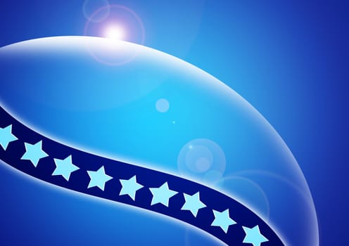 Blue star with blue background, flag