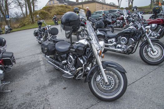 Every year in May there is a motorcycle meeting at Fredriksten fortress in Halden, Norway. In this photo, Yamaha Drag Star