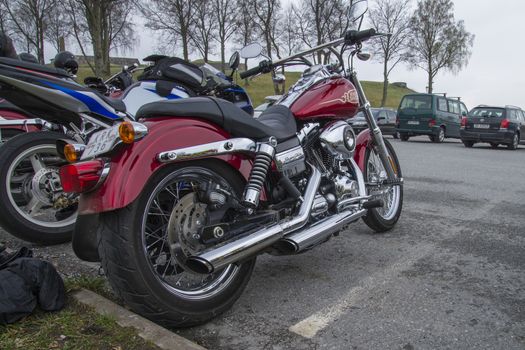 Every year in May there is a motorcycle meeting at Fredriksten fortress in Halden, Norway. In this photo Harley-Davidson Super Glide
