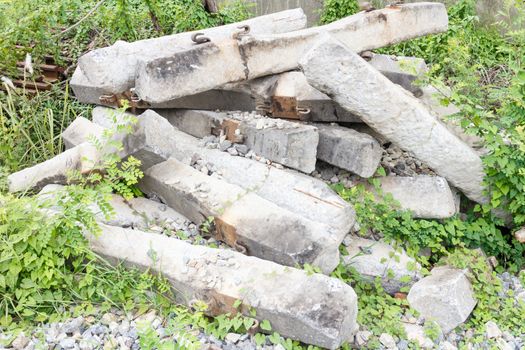 Old concrete railway sleepers