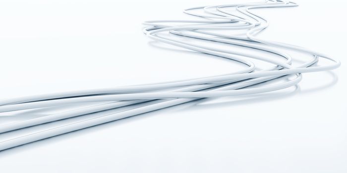 bright fibre-optical cables on a white background