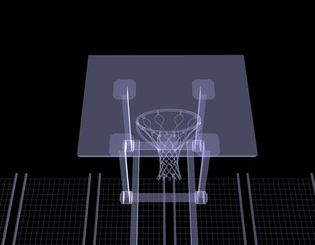 Basketball court. X-ray. 3d render isolated on a black background