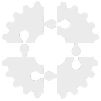 Gear consisting of puzzles. Isolated render on a white background