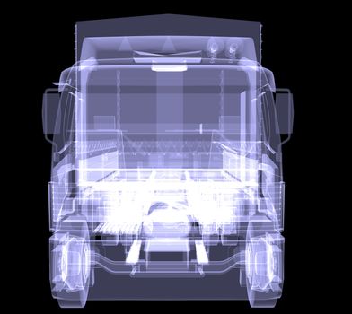 Big truck. X-ray. Isolated 3d render on black background