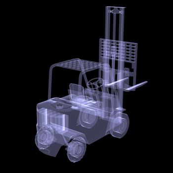 Loader. X-ray. 3d render isolated on a black background