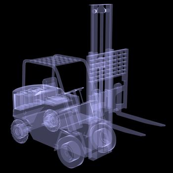 Loader. X-ray. 3d render isolated on a black background