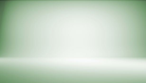 Green gradient background. 3d rendering. Photo studio