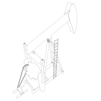 Oil pump. Wire frame. 3d render isolated on a white background