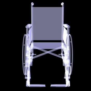 Wheelchair. X-ray 3d render on black background