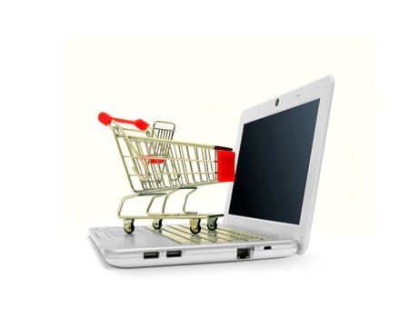 Shopping Cart on Laptop Computer