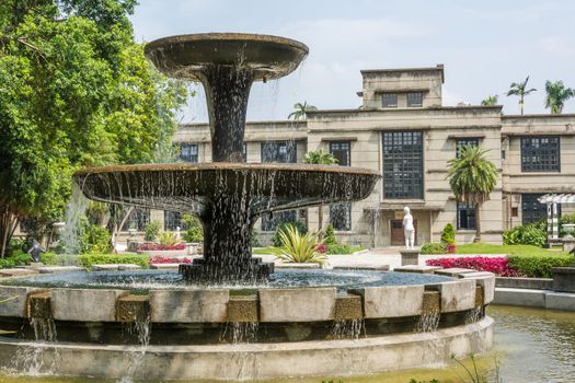 Fountain multi-tiered outdoors in Taipei, Taiwan, Asia.