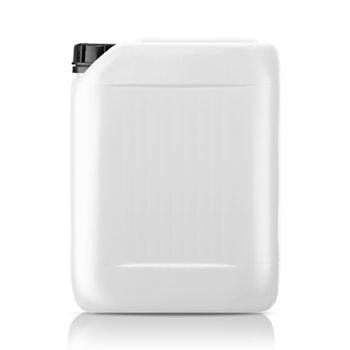 White plastic gallon, jerry can isolated on a white background. (with clipping work path)