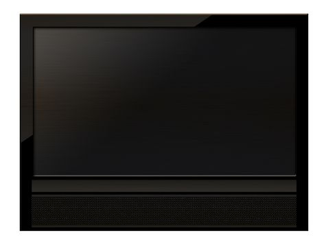 Black LCD tv screen hanging on a wall . (with clipping work path)