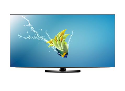 Black LCD tv screen and fish with water splash . (with clipping work path)