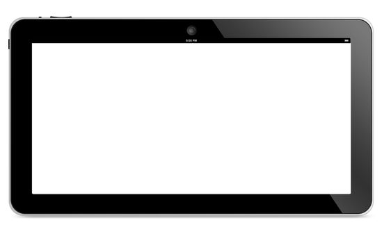tablet computer with wide screen isolated on white background . (with clipping work path)