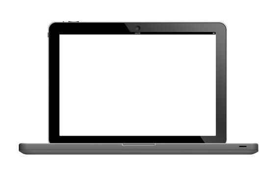 Laptop with blank screen isolated on white. Can be used with custom images. (with clipping work path)