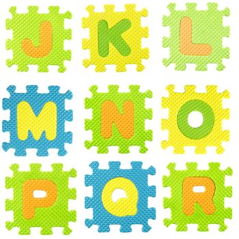 set of letters created from Alphabet puzzle isloated on white background , with clipping path.
