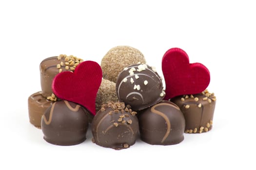 delicious pralines and hearts