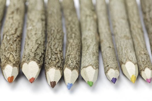 Wooden bark color pencils