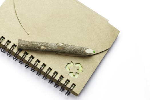 notebook and wooden pencil, conservation concept