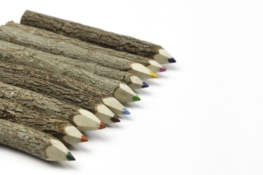 Wooden bark color pencils