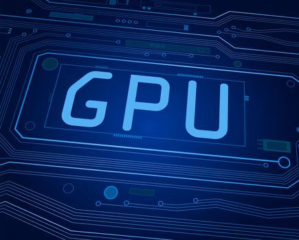 Abstract style illustration depicting printed circuit board components with a GPU concept.
