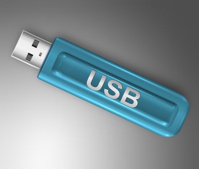 Illustration depicting a usb flash drive arranged over grey background.