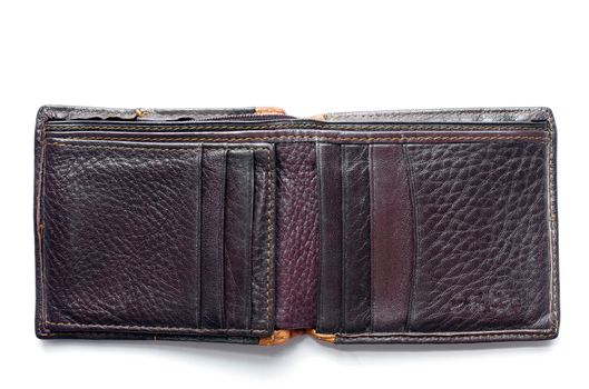 Leather wallet isolated on white background