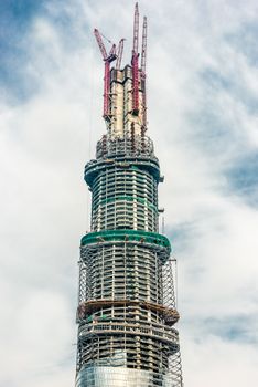 architecture details construction site skyscrapers building pudong shanghai tower china