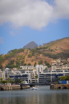 Bay in Cape Town city with modern buildings, South Africa