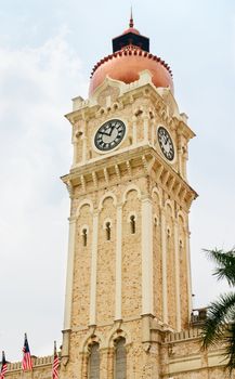 Clock tower in Sultan Abdul Samad Building in Kuala Lumpur, Malaysia