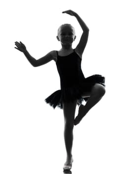 one  one little girl  ballerina ballet dancer dancing in silhouette on white background