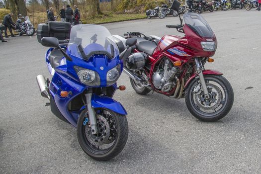 Every year in May there is a motorcycle meeting at Fredriksten fortress in Halden, Norway. In this photo 2 Yamaha bikes.