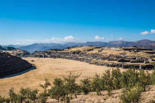 Sacsayhuaman, Incas ruins in the peruvian Andes at Cuzco Peru