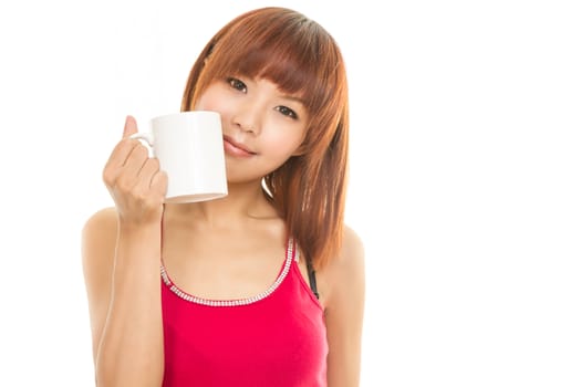 Chinese female with white coffee cup