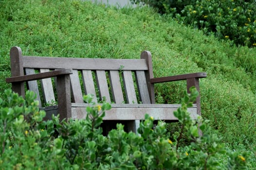 Bench overlooking entrance to the harbour at Port Alfred, South Africa