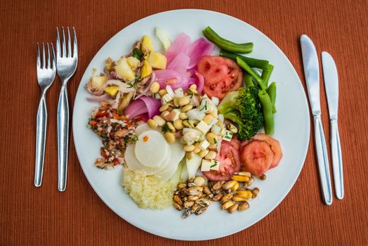 vegetables dish in the peruvian Andes at Cuzco Peru