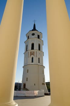 Bell tower on Cathedral Square in Vilnius. Lithuania.